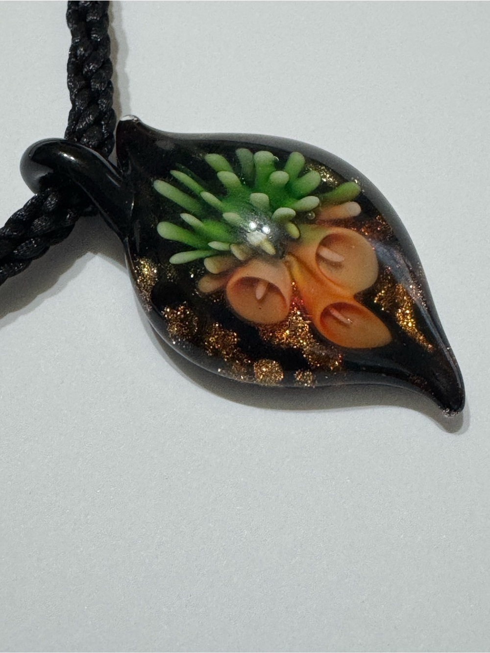 HANDMADE BRAIDED NECKLACE WITH GLASS PENDANT